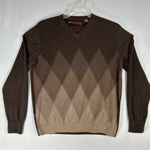 Perry Ellis Men's Brown Argyle Sweater